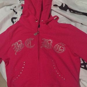 Hot pink zippered BCBG hoodie M studded/sequins
